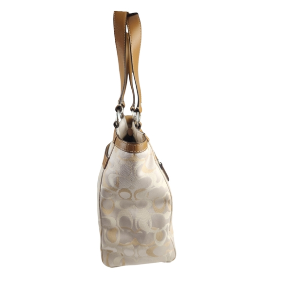 Coach Penelope Signature Cream / Gold Large Shoulder Bag Mom Tote Purse Classy - Picture 3 of 14